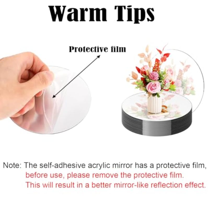 Round Table Centerpiece Mirrors 12 Inch Circular Silver Mirror Tiles - Decorative Mirror Plates for Wedding Party Event Decor - Image 4