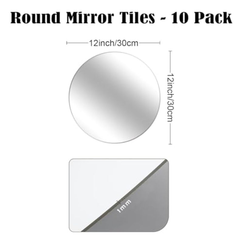 Round Table Centerpiece Mirrors 12 Inch Circular Silver Mirror Tiles - Decorative Mirror Plates for Wedding Party Event Decor - Image 3