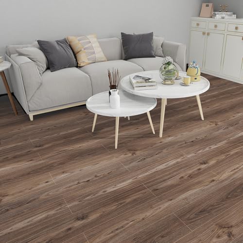 Lareko 18 Sq.Ft,Wood Peel and Stick Floor Tiles,12 Pack Brown Vinyl Flooring (No Adhesive Residue) 36"×6" Waterproof and Non-Slip Laminate Flooring for Renters Bathroom, Living Room(Dark Brown - Image 3