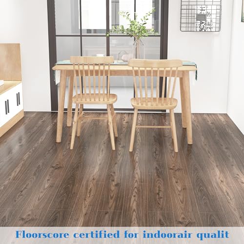 Lareko 18 Sq.Ft,Wood Peel and Stick Floor Tiles,12 Pack Brown Vinyl Flooring (No Adhesive Residue) 36"×6" Waterproof and Non-Slip Laminate Flooring for Renters Bathroom, Living Room(Dark Brown - Image 5