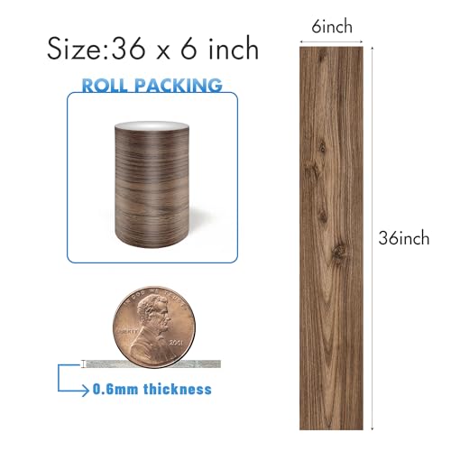Lareko 18 Sq.Ft,Wood Peel and Stick Floor Tiles,12 Pack Brown Vinyl Flooring (No Adhesive Residue) 36"×6" Waterproof and Non-Slip Laminate Flooring for Renters Bathroom, Living Room(Dark Brown - Image 2