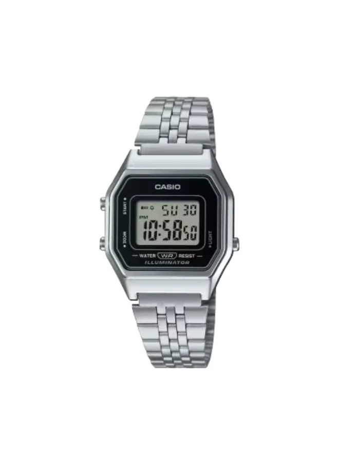 CASIO Women's Digital Display Watch With Silver Stainless Steel Strap - LA680WA-1DF