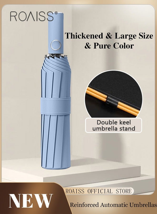 roaiss Unisex Full Automatic Umbrella Rain and Shine Dual Use Large Reinforced Thickened Portable Arc Umbrella for UV Protection Strong Rain Resistant and Windproof Parasol - Image 1