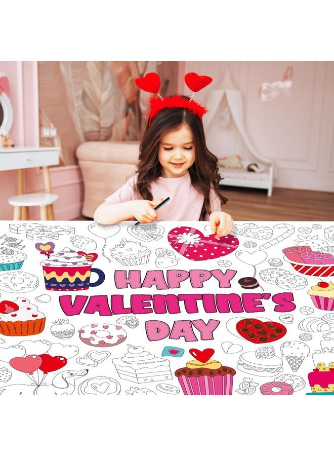 Naozinebi Valentine's Day Coloring Poster for Kids Jumbo Valentines Dessert Coloring Tablecloth Sweet Treat Coloring Book Happy Valentine's Day Coloring Craft Wall Decor Home Classroom Party Supplies 43×31 Inch - Image 5