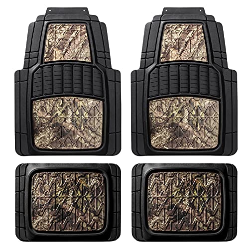 Mossy Oak Camo Trimmable Floor Mats - All Weather Protection - Trim to Fit for Car, SUV, Van, Trucks - Official Licensed Product (4 Pcs) - Image 1
