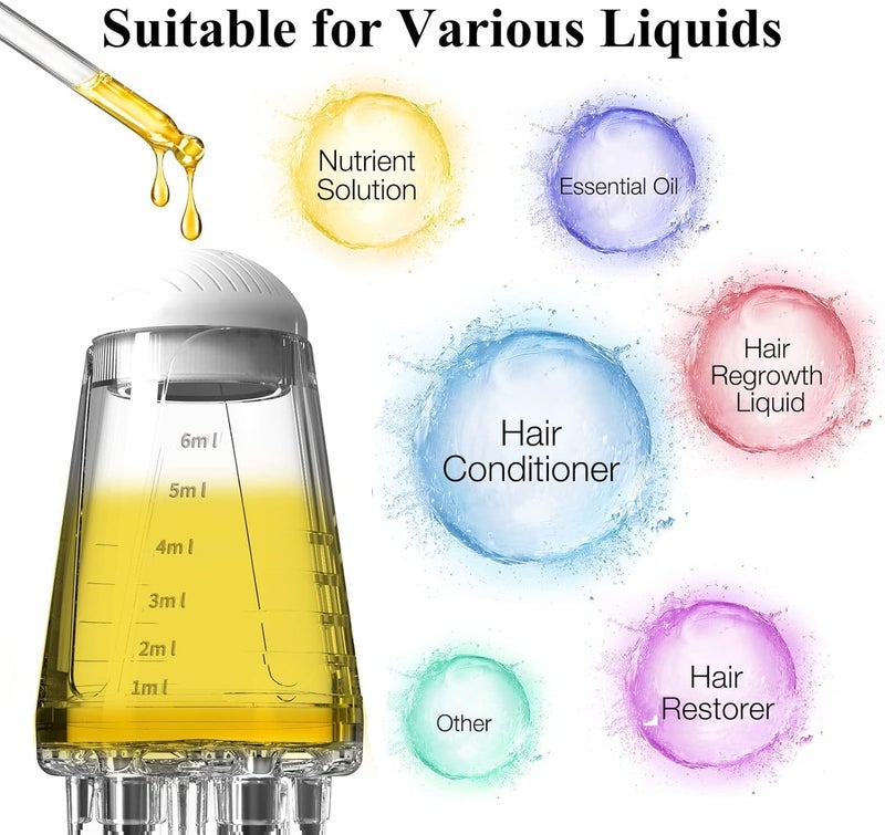 DLALA 1-Hair Oil Applicator with 6ml Tank, 5 Ball Heads, 6 Massage Teeth for Scalp Massage, Anti Hair Loss Lotion Dispenser, Scalp Massager for Essential Oil for Hair Growth (Unscented) - Image 3