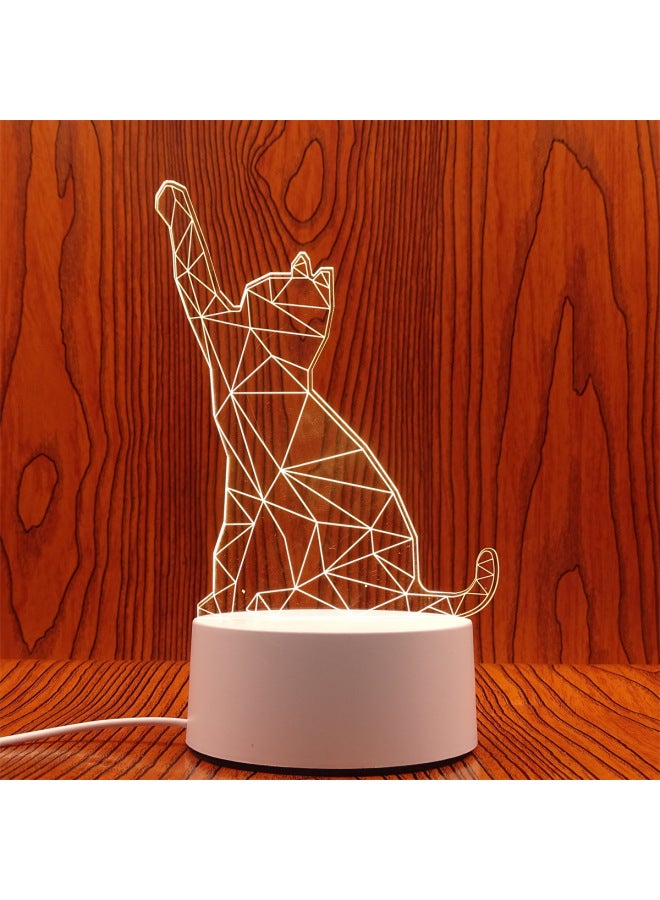 Swan Night Light Plug USB Bedside Lamp Creative Girl Cartoon 3D Table Lamp Bedroom LED Gift Lamp-Color:Luckcat-Dimensions:USB Charging Touch 3 Color White Light Warm Light Neutral Light (with Lithium Battery)  - Image 1