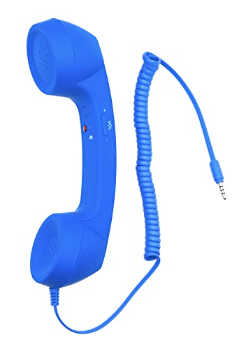 YTYKINOY Retro 3.5mm Telephone Handset Cell Phone Receiver Mic Microphone Speaker for iPhone iPad Mobile Phones Cellphone Smartphone (Blue) - Image 1