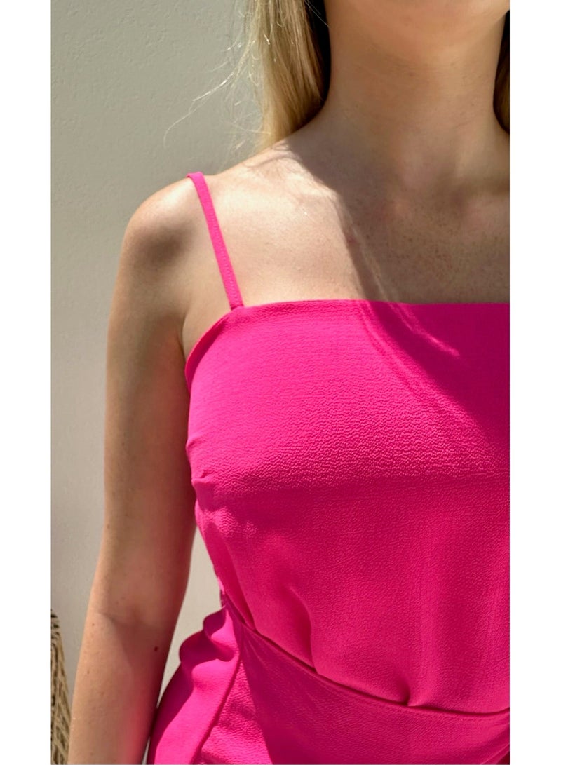 Alorabella Olivia Strap Wrap-Over Dress - Hot Pink  - Image 4