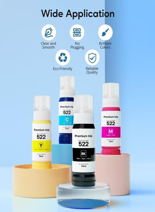CEEBOO 522 High Capacity Refill Ink Bottle Replacement for Epson Compatible 522 Ink Refill Bottle(Not Sublimation Ink)Use for ET-2803 ET-2800 ET-2720,4 Packs - Image 5
