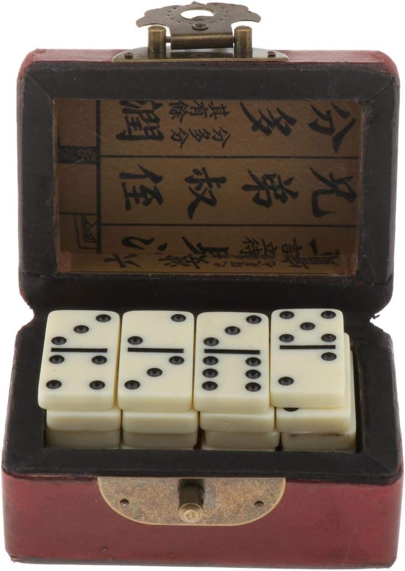 klarako Double Six White with Black Spots Dots Dominoes Game Set 28 Domino Tiles and Wooden Case Portable Travel Toys - Image 3