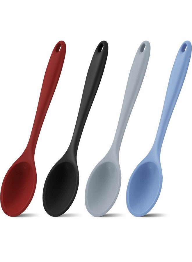 Shappy 4 Pieces Silicone Mixing Spoon Spatula Scrapers for Cooking, 10.6 Inch Heat Resistant Large Non Stick Basting Utensil for Mixing, Baking, Serving and Stirring(Spoon,Fashionable Color) - Image 1