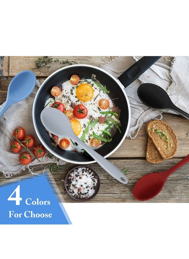 Shappy 4 Pieces Silicone Mixing Spoon Spatula Scrapers for Cooking, 10.6 Inch Heat Resistant Large Non Stick Basting Utensil for Mixing, Baking, Serving and Stirring(Spoon,Fashionable Color) - Image 5