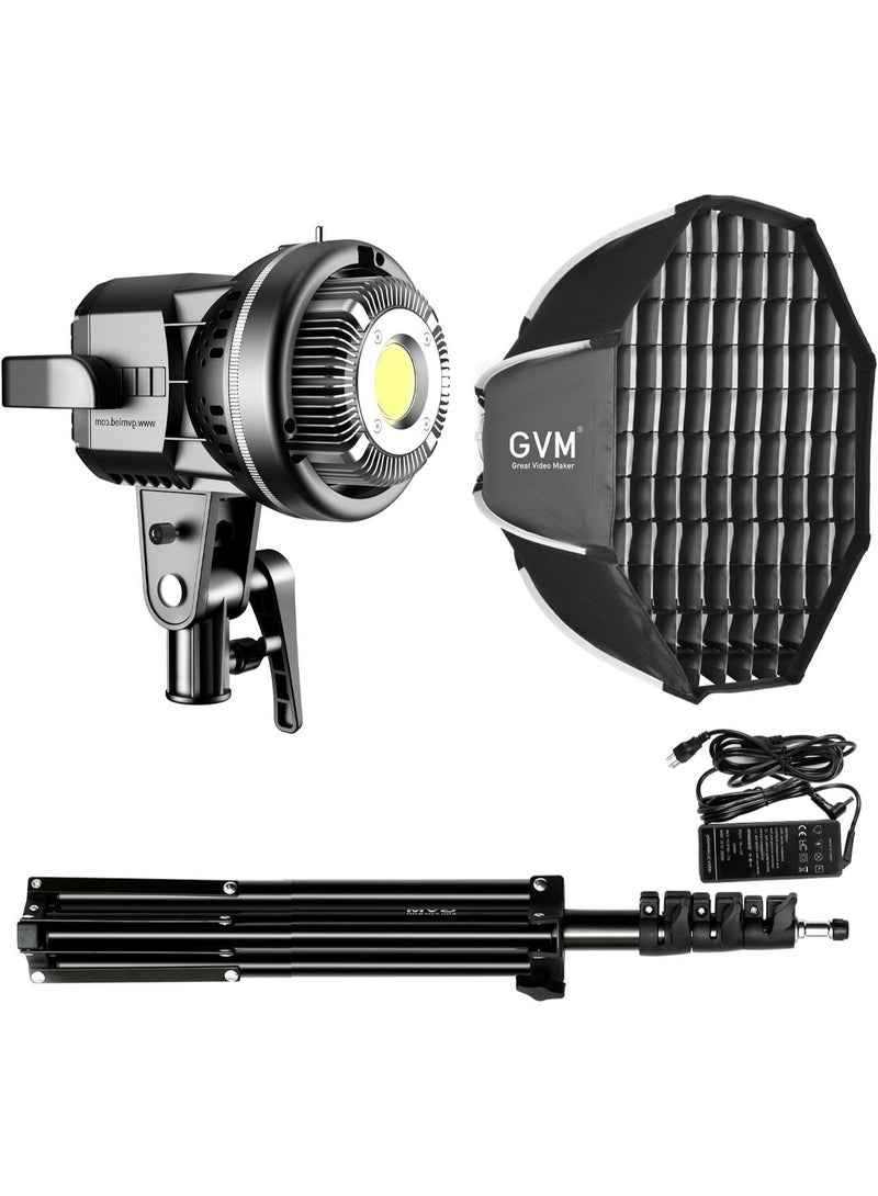 جي في إم جريت فيديو ميكر كيت ضوء واحد GVM P80S-2 / P80S-2 II مع سوفت بوكس – لوحة LED بقدرة 80 واط بلونين، CRI 97+، طيف حرارة 3200K–5600K، حامل وحقيبة حمل - Image 1