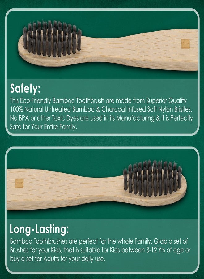 AGARO Bamboo Toothbrush for Adults, 4 pcs, Chorcoal Activated Soft Nylon Bristle with Bio-Degradable Natural Untreated Bamboo Wooden Handle - Image 4