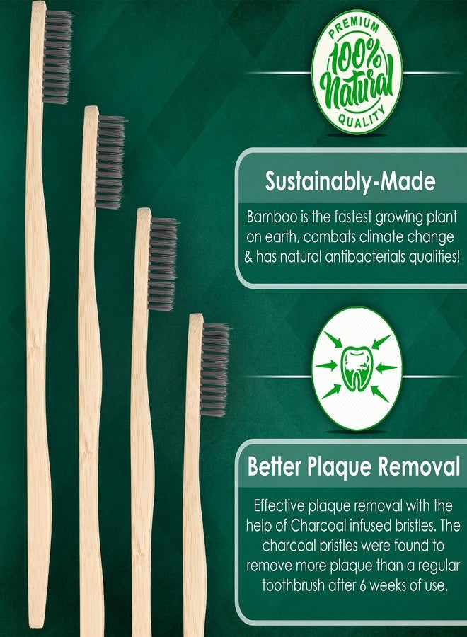 AGARO Bamboo Toothbrush for Adults, 4 pcs, Chorcoal Activated Soft Nylon Bristle with Bio-Degradable Natural Untreated Bamboo Wooden Handle - Image 5