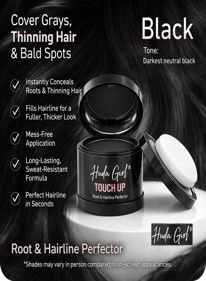 HUDA GIRL Hair Cover Up Powder - Instant Hair Colour Black Touch Up for Men & Women, Root Touch Up for Grey Hair & Bald Spots Instantly, Get Fuller & Denser Look - Image 3
