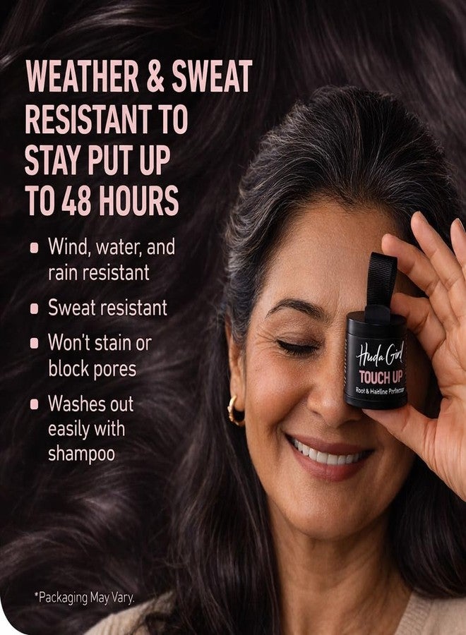HUDA GIRL Hair Cover Up Powder - Instant Hair Colour Black Touch Up for Men & Women, Root Touch Up for Grey Hair & Bald Spots Instantly, Get Fuller & Denser Look - Image 5