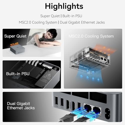 Beelink Ai Mini PC EQR6 6600U AMD Ryzen 5 Processor(6C/12T, up to 4.5GHz), Micro Computer 24GB LPDDR5 500GB SSD Built-in PSU, Mini Computers Dual HDMI/4K 60Hz/WiFi6/BT5.2 Home/Office/HTPC W11 Pro - Image 2
