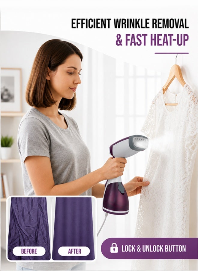 SONASHI Portable Handheld Garment Steamer|1100W| 250 ML| Upto 15g/min Continuous Powerful Steam |60 Sec Fast Heat-up| Ultra Easy Wrinkle Remover| Travel-Friendly |Removable Fabric Brush |SGS-315 Purple 250 ml 1100 W 250 ml 1100 W SGS-315 Purple - Image 4