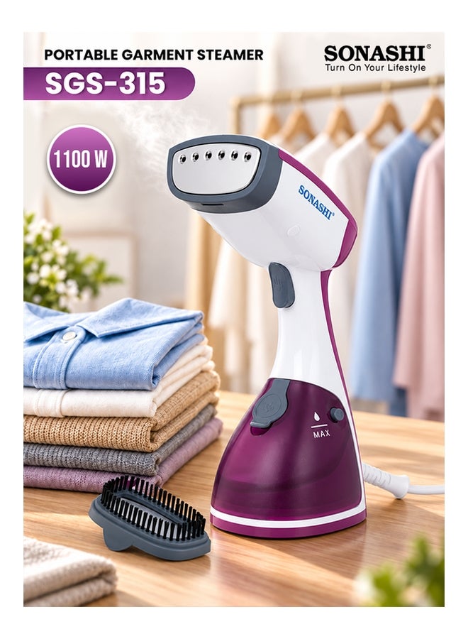 سوناشي جهاز كي الملابس بالبخار يدوي محمول 250 ml 1100 W SGS-315 أرجواني - Image 1