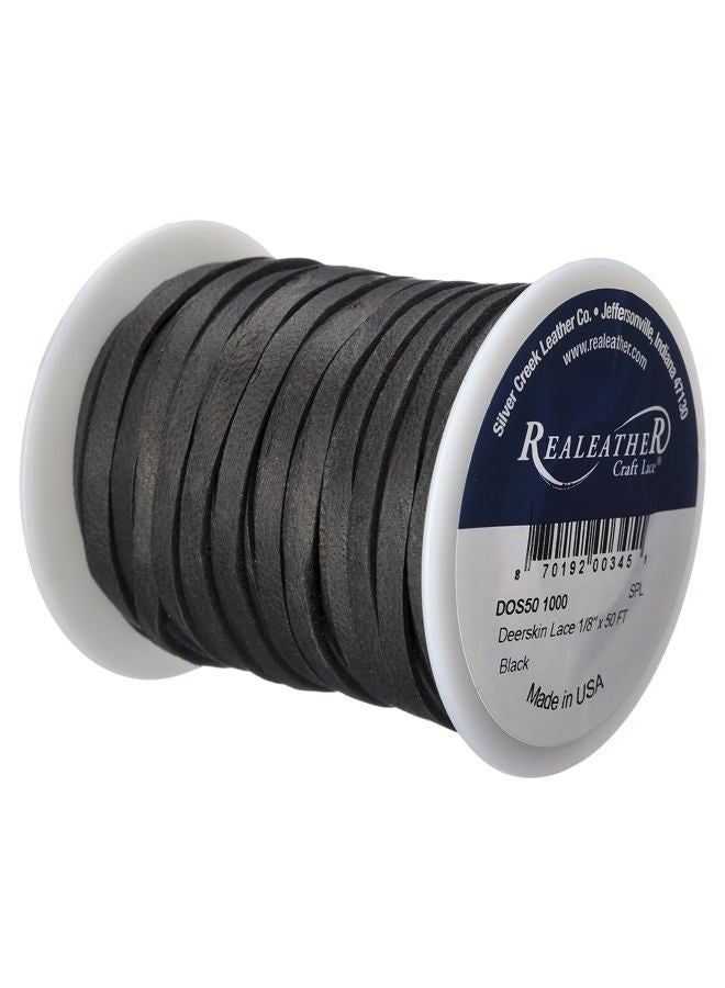 Realeather Silver Creek Leather Co Realeather DOS50-1000 Deerskin Leather Lace for Crafts and Jewelry Making, 0.125" x 50', Black, 1-Spool - Image 2