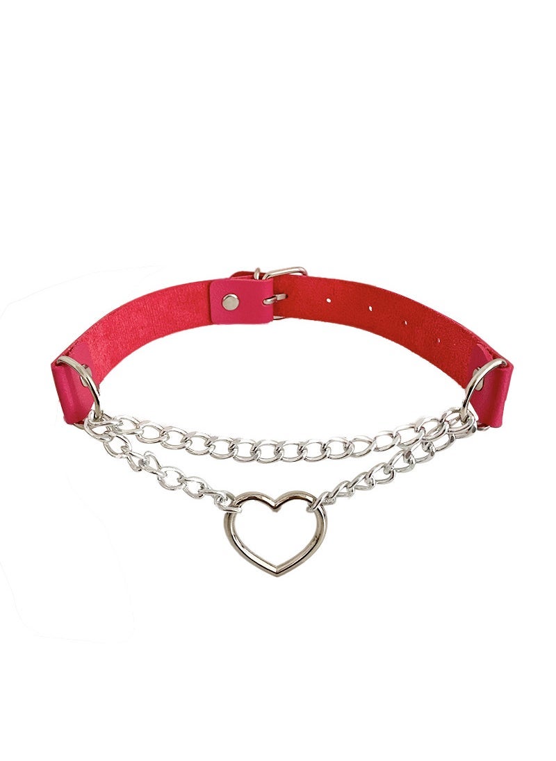 Arabest 1 x 5 pcs Vintage Heart Pendant Choker Leather Necklace Purple 