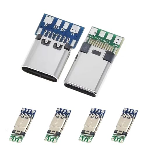 XUGERIP 5 Set USB C Connector – 5 Male Plugs & 5 Female Sockets USB C Breakout Board for Soldering, High-Speed Type C Breakout Module - Image 1