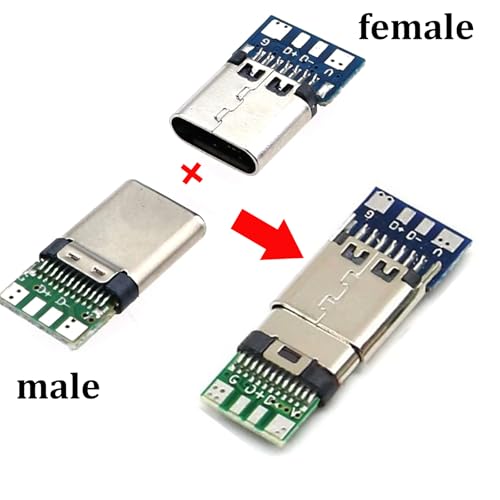 XUGERIP 5 Set USB C Connector – 5 Male Plugs & 5 Female Sockets USB C Breakout Board for Soldering, High-Speed Type C Breakout Module - Image 5