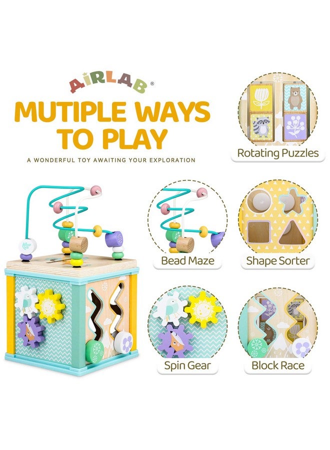 Airlab Wooden Activity Cube Montessori Toys for 1 2 3 Year Old Baby Toys 12 Months Toddlers 1-3 Birthday Gift Boys Girls Sensory Interactive Learning Toys - Image 2