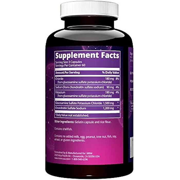 MRM Nutrition Glucosamine 1500mg & Chondroitin Sulfate 1200mg-For Women and Men-Joint Support Supplement for Cartilage Health, Mobility, Connective Tissue, & Nutrition, Gluten-Free - 60 Servings - Image 3