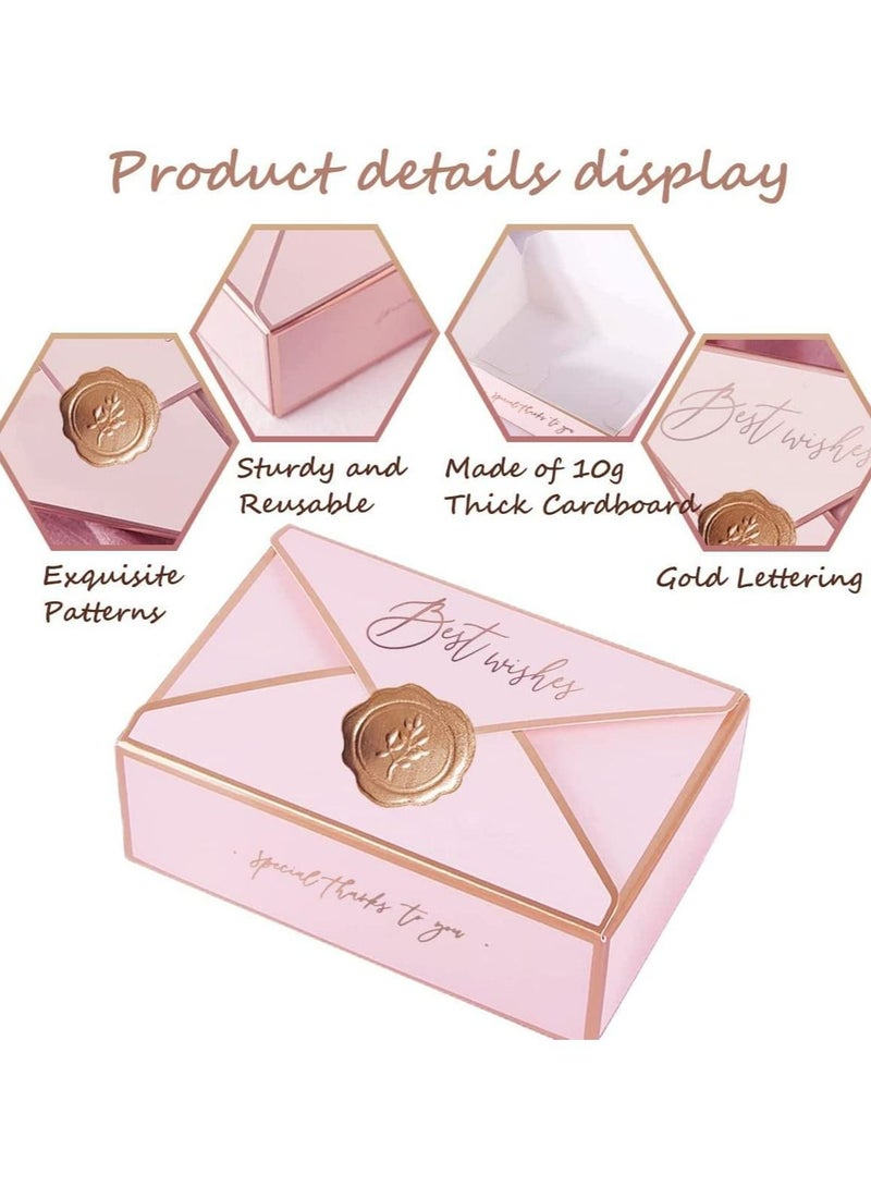 SYOSI Envelope Shape Party Boxes, 25Pcs Baby Pink Cute Bronzing Gift Boxes for Weddings Baby Showers Birthday Party Favour Candy Boxes, Bronzing Knot Wedding Candy Box Gift Box - Image 5