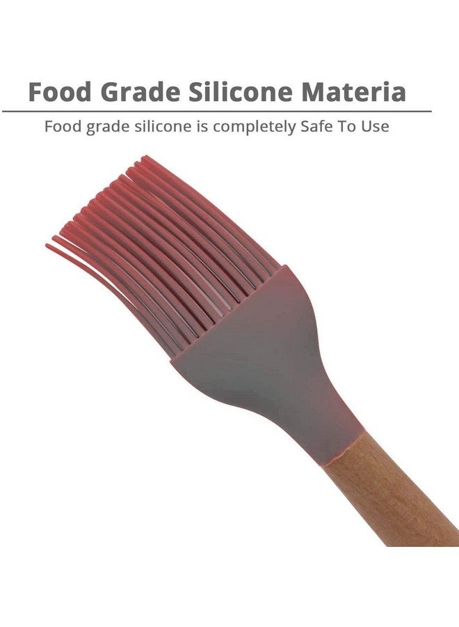P-Plus International Silicon Basting Brush, Wooden Handle Heat Resistant Pastry Brushes, Spread Oil Butter Sauce Marinades for BBQ Grill Barbecue (Grey, Pack of 2) - Image 3