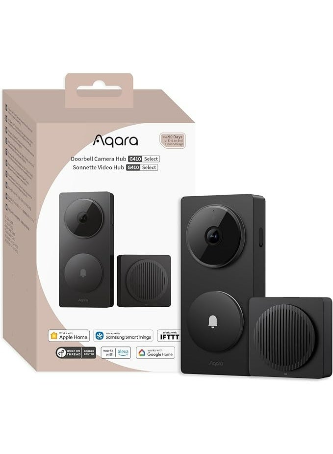 Aqara Smart Video Doorbell G410 Select Black Global version, Indoor/Outdoor, 2K Resolution, Face ID, Smart Home Hub, Zigbee 3.0, Thread Border Router, Matter Controller, Battery/Wired Power - Image 1