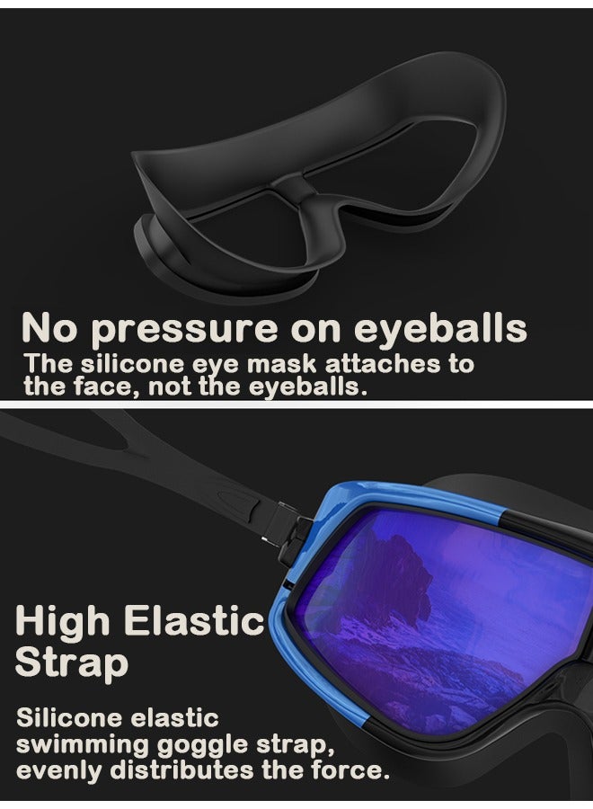 Colorful Wide View Goggles Anti-Fog HD Large Frame Swimming Goggles, Comfortable Adjustable Silicone Strap, Professional Waterproof & Anti-Glare - Image 3