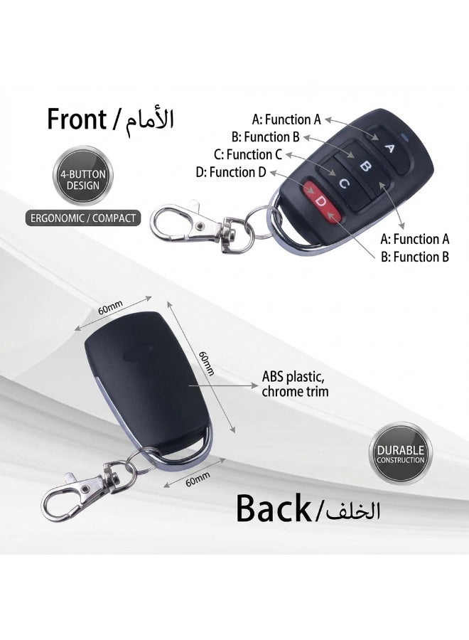 Universal 433.92 Mhz Garage Door Remote, 4 Buttons Cloning Remote Control Key Fob 433mhz for Garage Door, Duplicates Original Remote Controls 2Pcs - Image 4