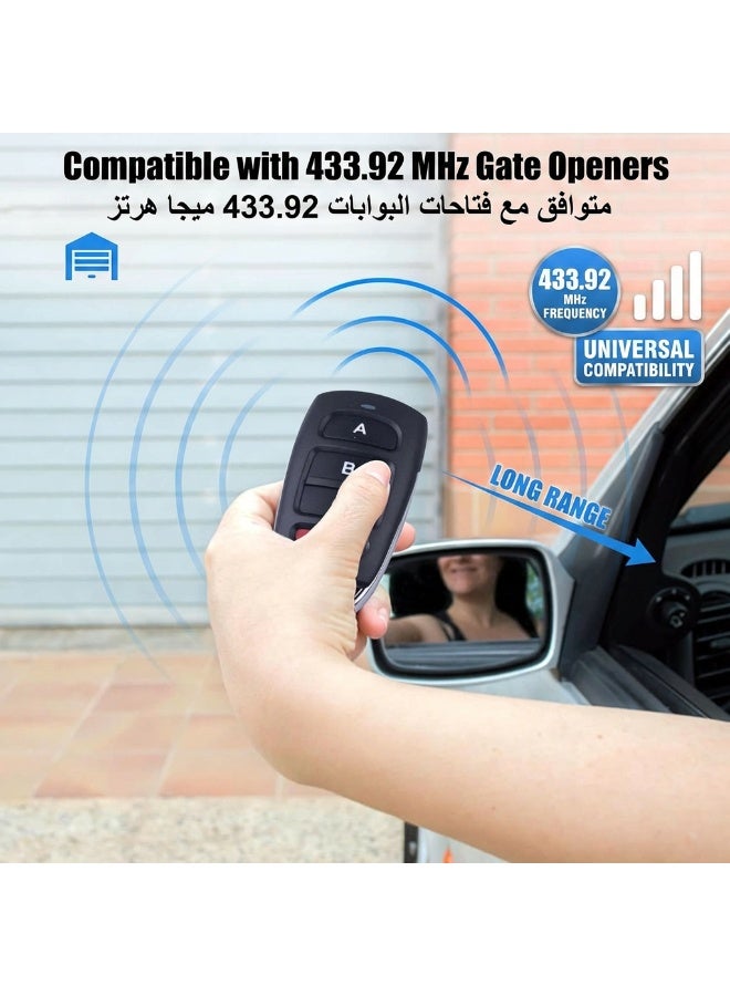 Universal 433.92 Mhz Garage Door Remote, 4 Buttons Cloning Remote Control Key Fob 433mhz for Garage Door, Duplicates Original Remote Controls 2Pcs - Image 2