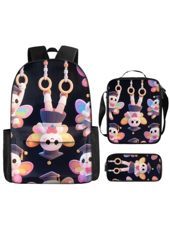 Unlock the new fashion of childish fun! Three-piece set of bags, cartoon elements for children and teenagers (students, children, friends' outings, mountain climbing, schooling, etc. can be used) - 116