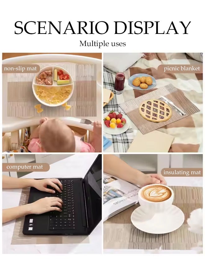 DUNISO 7-Piece Pvc Leather Placemat Set, Square Heat-Resistant And Non-Slip Table Mat, Including One Large Placemat (30 x 180 Cm) And Six Small Placemats (30 x 45 Cm), Washable, Resistant To Oil Stains, Suitable For Home, Restaurant, Cafe  - Image 3