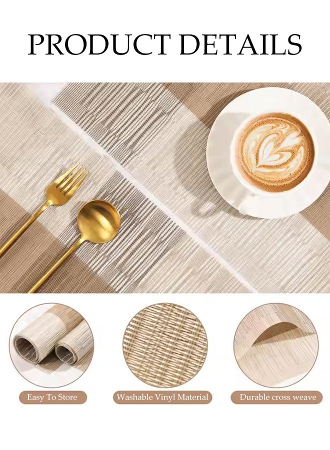 DUNISO 7-Piece Pvc Leather Placemat Set, Square Heat-Resistant And Non-Slip Table Mat, Including One Large Placemat (30 x 180 Cm) And Six Small Placemats (30 x 45 Cm), Washable, Resistant To Oil Stains, Suitable For Home, Restaurant, Cafe  - Image 4