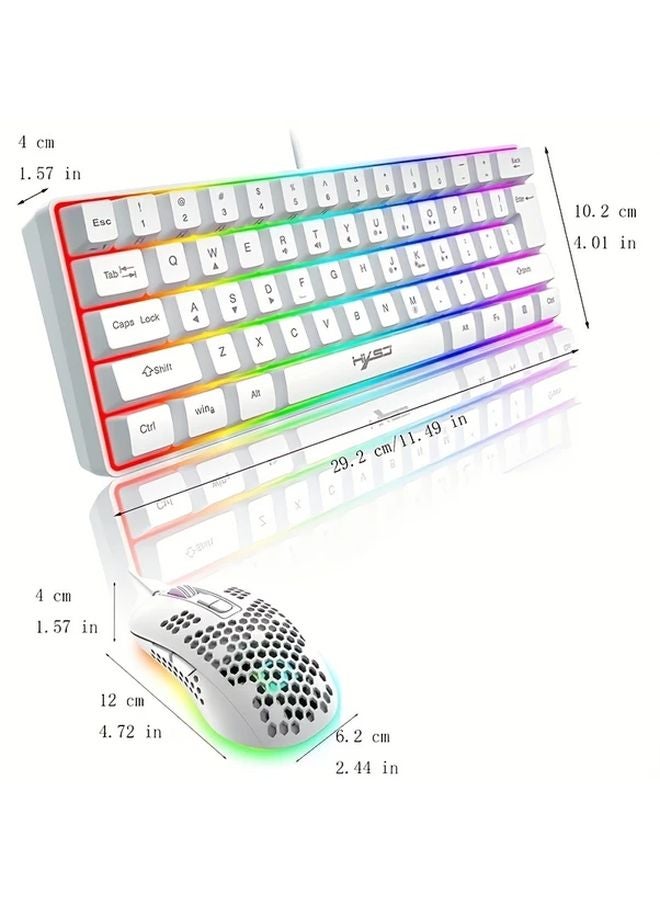 كومبو لوحة مفاتيح و ماوس للألعاب باللون الوردي - 61 مفتاح - إضاءة خلفية RGB - مقاومة للظلال - ماوس باد بدقة 2400 نقطة في البوصة لأجهزة الكمبيوتر وPS وXbox - Image 3
