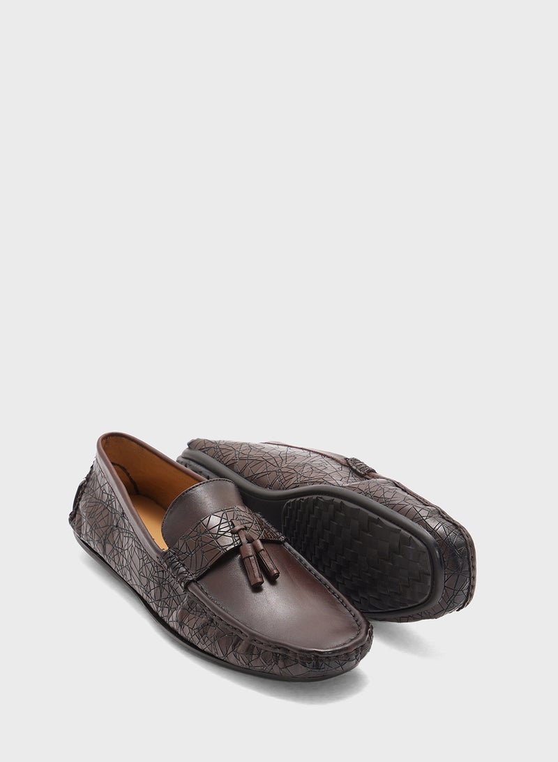Robert Wood Genuine Leather Tassel Detail Loafers  - Image 3