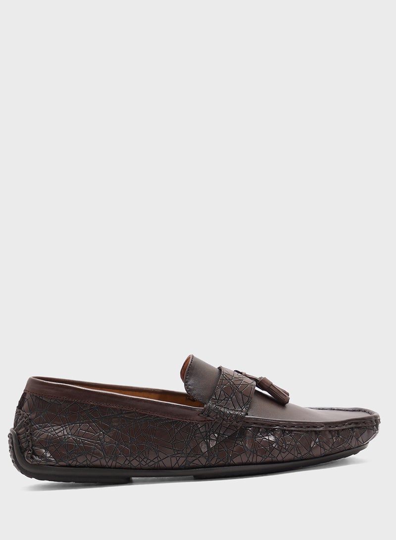 Robert Wood Genuine Leather Tassel Detail Loafers  - Image 1