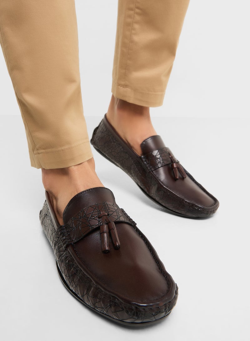 Robert Wood Genuine Leather Tassel Detail Loafers  - Image 5