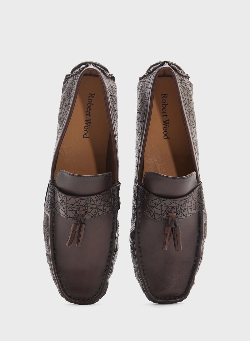 Robert Wood Genuine Leather Tassel Detail Loafers  - Image 4