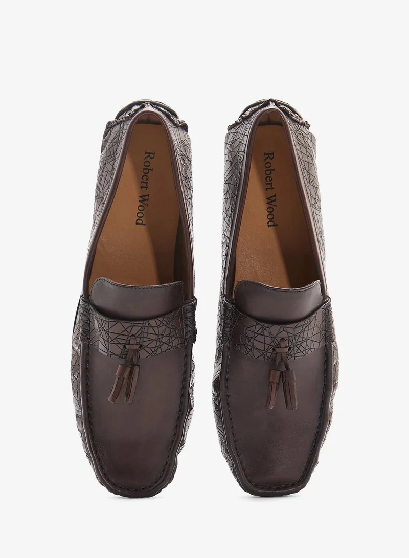 Robert Wood  Croc Textured Tassel Driving Loafers for Men | Best Price UAE