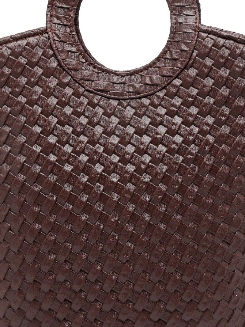 ENSAC Woven Style Comfortable Polyester Handbag for Men & Women(LUNCHBASKET-CHATAIBROWN-1) - Image 5