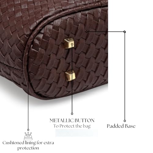 ENSAC Woven Style Comfortable Polyester Handbag for Men & Women(LUNCHBASKET-CHATAIBROWN-1) - Image 4