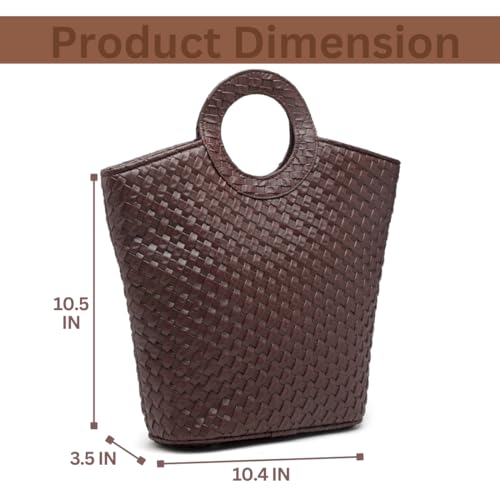 ENSAC Woven Style Comfortable Polyester Handbag for Men & Women(LUNCHBASKET-CHATAIBROWN-1) - Image 3