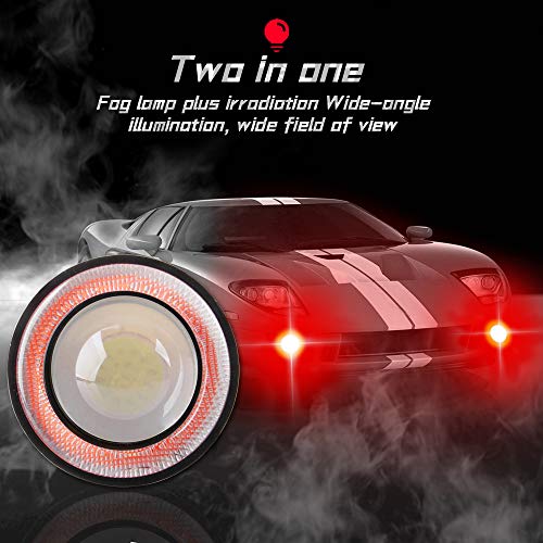 KaiDengZhe 2PCS Super Bright 3.5" Projector Universal LED Fog Light 12V 10W Red COB Halo Angel Eye Rings For Moto Headlight Car Daytime Running Light DRL Driving Light Fog Light Bulb - Image 5